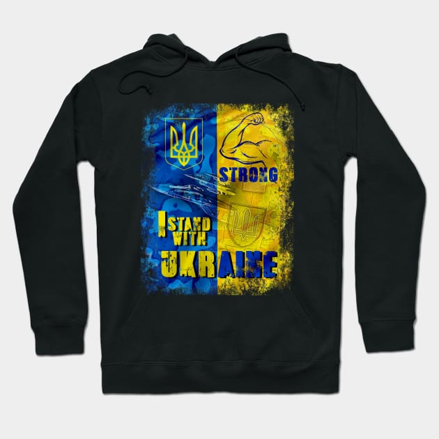 I Stand With Ukraine Strong ukrainian air force Vintage Ukraine Flag Hoodie by aeroloversclothing